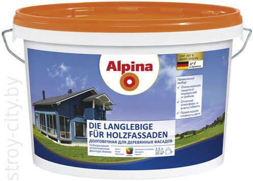 Акриловая краска для древесины Alpina Die Langlebige fuer Holzfassaden, 10л