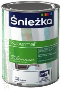 Универсальная маслено-фталевая эмаль Sniezka Supermal белый глянец, 0,8л