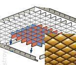 Потолок Грильято Стандарт "золото" h-30, толщ. 0,4мм, 120*120